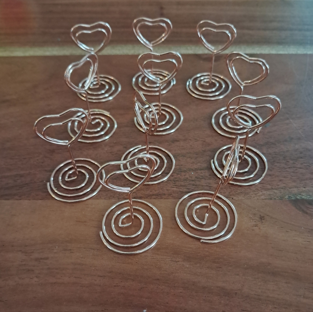 Rose Gold Heart Shaped Metal Place Card Holders Photo Holders Table Markers